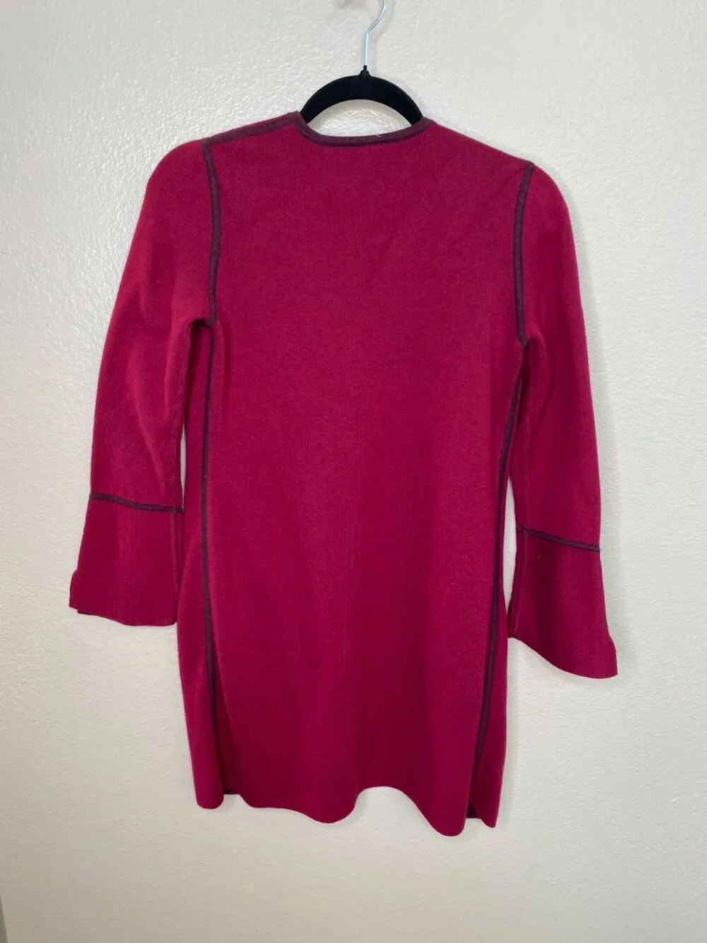 Chicos Womens Open Front Cardigan Size S Ruby Red Knit Jacket Cotton Reversible - Picture 3 of 6